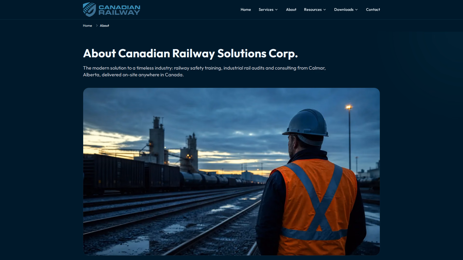 Canadian Railway Solutions about page (desktop)
